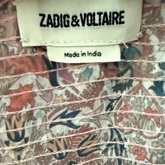 Zadig & Voltaire Raya Mousseline Mini Kale Dress Multicolor Size Medium - Picture 7 of 14